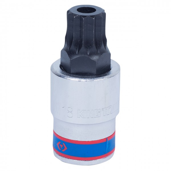 Насадка (бита) торцевая 1/2, Spline, M18, L = 66 мм, с отверстием KING TONY 402B18