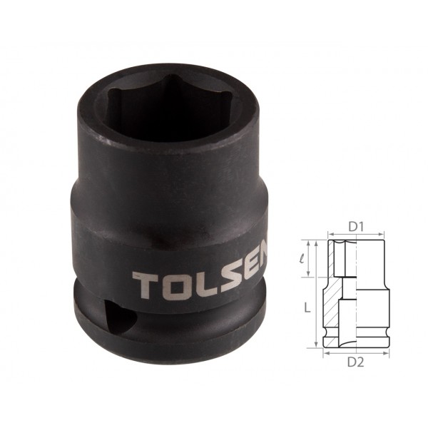 Головка торцевая ударная шестигранная 1/2, 19 мм TOLSEN TT18219
