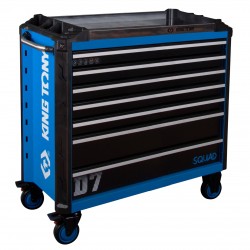 Тележка инструментальная, 7 выдвижных ящиков, SQUAD, широкая KING TONY 87SQ33-7B-BK
