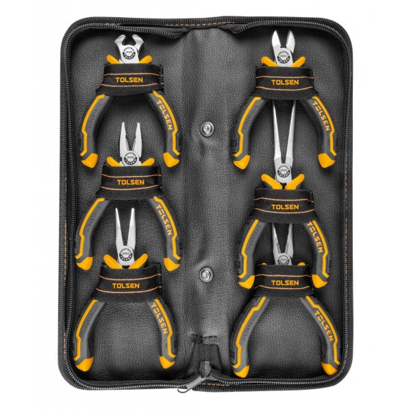 Набор пассатижей и бокорезов GRIPro, мини, 6 предметов, в футляре на молнии TOLSEN TT10359
