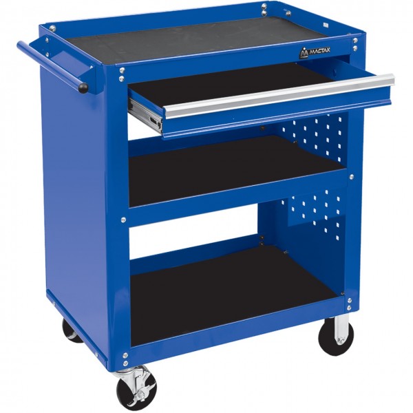 Тележка открытая ОПТИМА, 3 полки и выдвижной ящик, синяя МАСТАК 520-01580MB