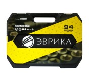 Набор торцевых головок ER-80094 1/4"&1/2"DR 6-гранный 94 предмета  ЭВРИКА 1/3
