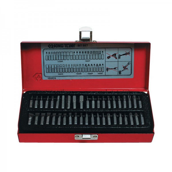 Набор вставок (бит) 1/4, PH, PZ, Hex, Torx, Slotted, 42 предмета KING TONY 1042CQ