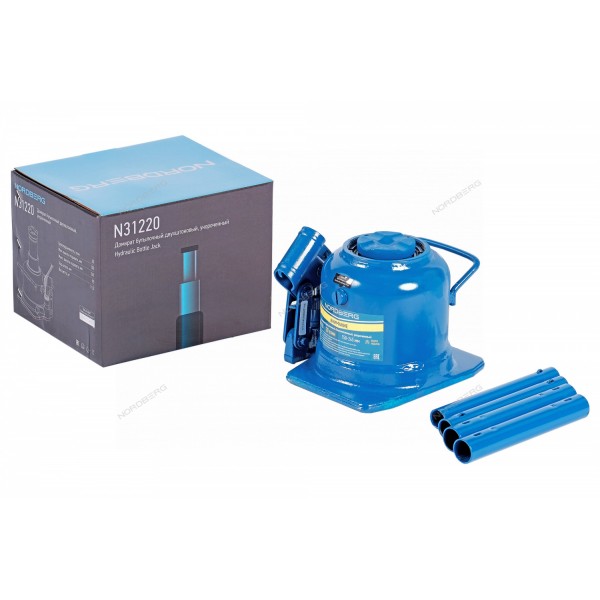 Домкрат бутылочный двухштоковый, укороченный, 20 т NORDBERG N31220