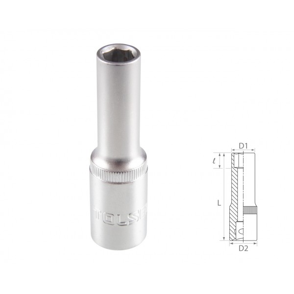 Головка торцевая глубокая шестигранная 1/2, 11 мм TOLSEN TT16561