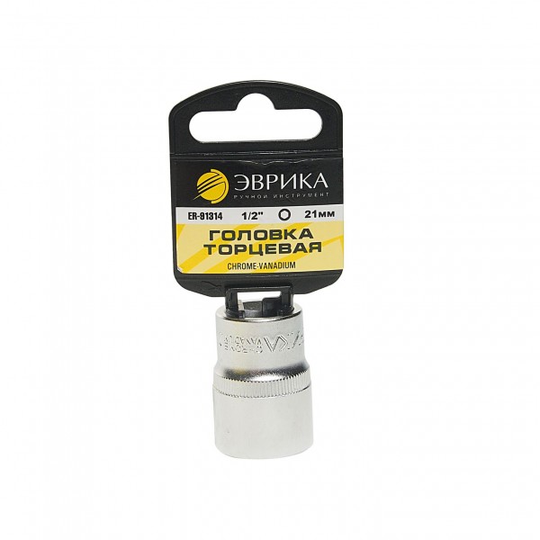 Головка торцевая 21мм 1/2" 6-гранная L=40мм (с держателем) ЭВРИКА  1/120 ER-91314H