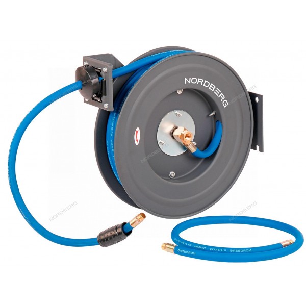 Шланг воздушный на стальной катушке, гибридный PVC диам. 12х18 мм, 15 м NORDBERG HR1215RPVC