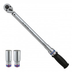 Динамометрический ключ серии EXACT, 1/2, 40-200 Нм, для левой и правой резьбы, футляр, в комплекте 2 торцевые головки KING TONY P34462-1DG
