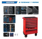 Набор инструментов BASTION в красной тележке, 204 предмета KING TONY 934-100MR