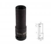 Головка торцевая ударная глубокая шестигранная 1/2, 15 мм TOLSEN TT18265