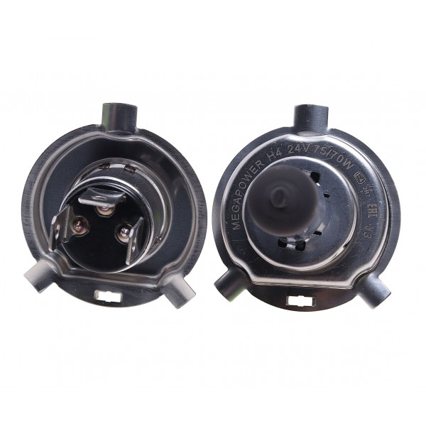 Автолампа H4 (75/70) P43t-38 STANDART (бокс, 2шт) 24V MEGAPOWER /1/10 M-37033026