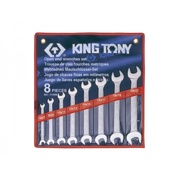 Набор рожковых ключей,  8 предметов king tony 1108mr