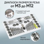 Набор метчиков и плашек 40 предметов М3-М12 метрическая резьба Car-Tool CT-W040