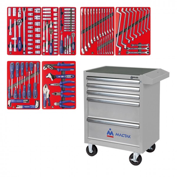 Набор инструментов СТАРТ в серой тележке, 161 предмет МАСТАК 52-05161G