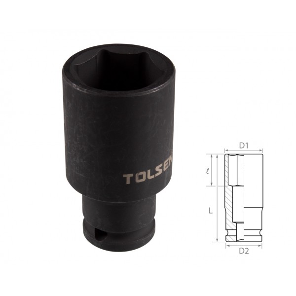 Головка торцевая ударная глубокая шестигранная 1/2, 30 мм TOLSEN TT18280