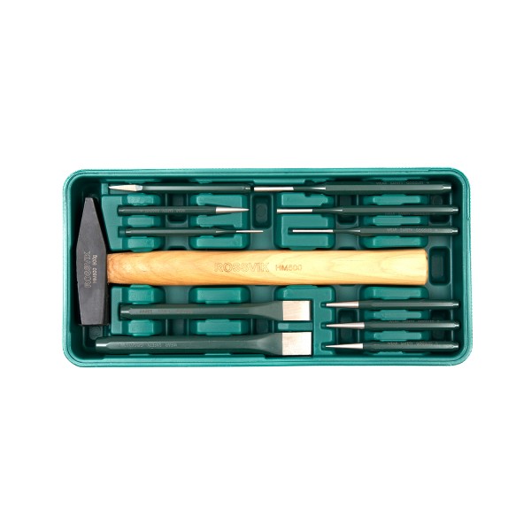 Набор инструмента ROSSVIK (молоток, зубила, выколотки), ложемент, 12 предметов LST012