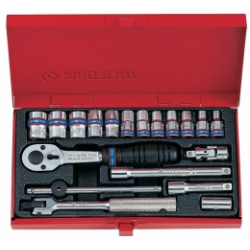 Набор торцевых головок с принадлежностями 1/4 двенадцатигранные, 19 предметов king tony 2021mr