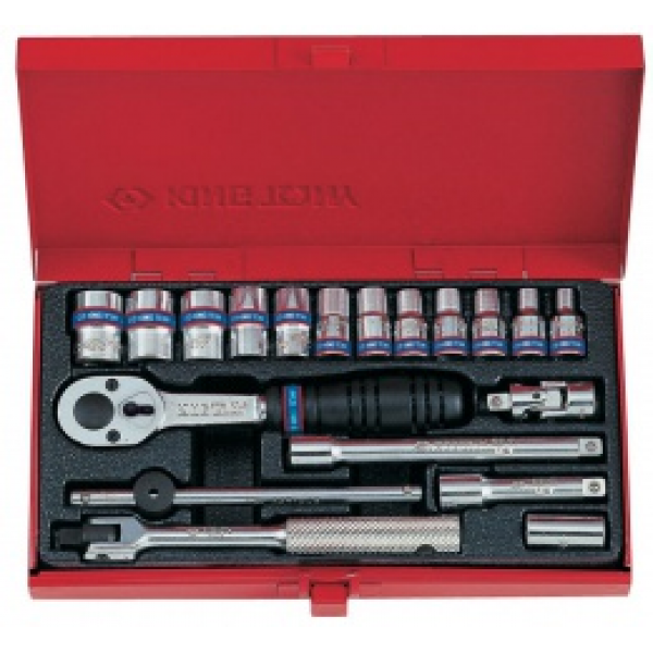 Набор торцевых головок с принадлежностями 1/4 двенадцатигранные, 19 предметов king tony 2021mr 2021MR