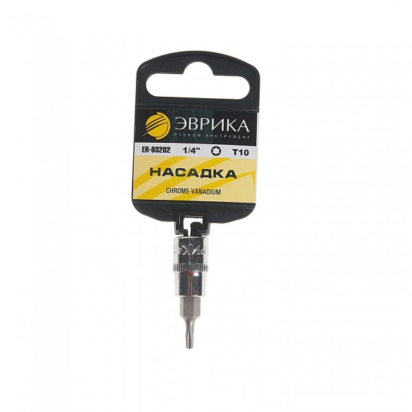 Насадка  1/4" DR торкс T10 (с держателем) ЭВРИКА 1/240 ER-93202H