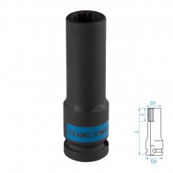 Головка торцевая ударная глубокая двенадцатигранная 1/2, 13 мм KING TONY 443013M
