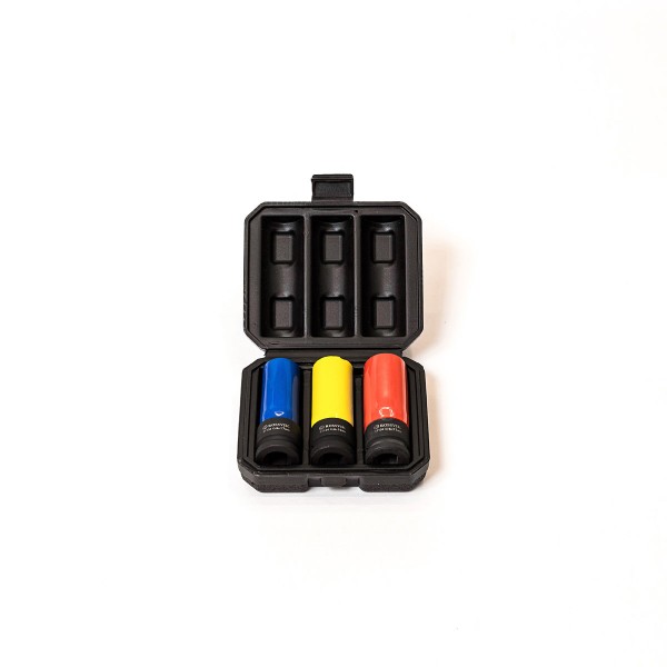 Набор головок ударных глубоких тонкостенных ROSSVIK 1/2", 17,19,21мм с цветной пластиковой вту ST134