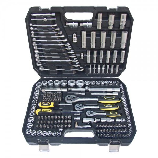 Набор инструмента : 1/2"&1/4"&3/8"DR 6-гранный 216 предметов ЭВРИКА /1/2 ER-80216