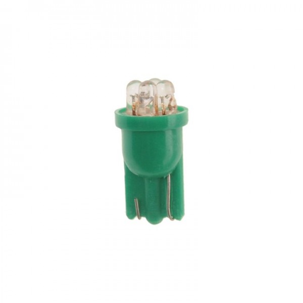 Автолампа T10W (W2,1x9,5d) 4 LED GREEN 20лм 12V MEGAPOWER /10 /100 OLD M-10313G