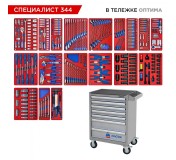 Набор инструментов 344 предмета, СПЕЦИАЛИСТ 344, в серой тележке МАСТАК 52-07344G