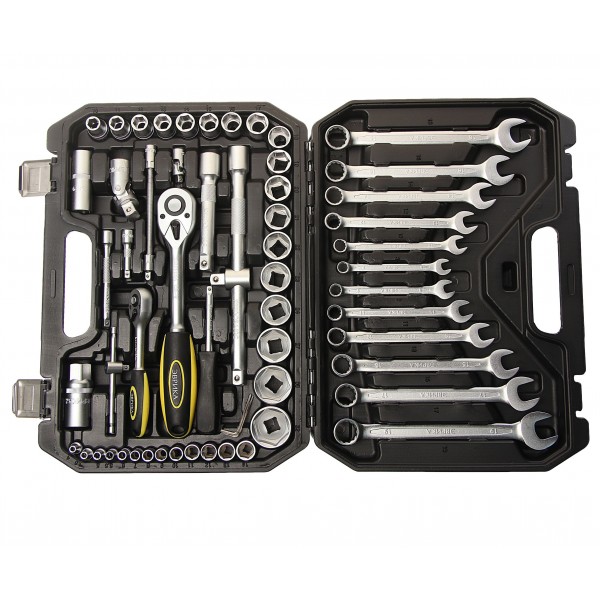Набор инструмента  1/4"&1/2"DR 6-гранный 61 предмет ЭВРИКА 1/3 ER-80061