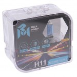 Автолампа H11 (55) PGJ19-2 BLUE WHITE 4300K  (бокс, 2шт) 12V MEGAPOWER /1/10 M-37033008