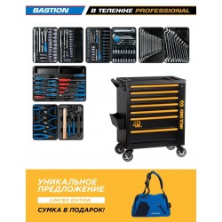Набор инструментов 204 предмета, BASTION, в черной тележке KING TONY 9G38-100MR40