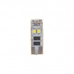 Автолампа T10W (W2,1x9,5d) 8 SMD 3528 WHITE 6000K с блокиратором ошибок CANbus 144лм   12V MEGAPOWER /10 /100 M-70222W