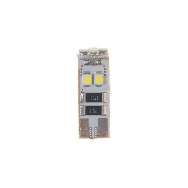 Автолампа T10W (W2,1x9,5d) 8 SMD 3528 WHITE 6000K с блокиратором ошибок CANbus 144лм   12V MEGAPOWER /10 /100 M-70222W