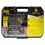 Набор инструмента  1/4"&1/2"DR 6-гранный 72 предмета ЭВРИКА 1/2 ER-80072