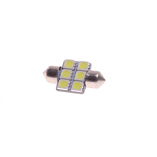 Автолампа C10W (SV8,5) 6 SMD 5050 WHITE 6000K 31мм 120лм   12V MEGAPOWER /10 /100 M-85174W