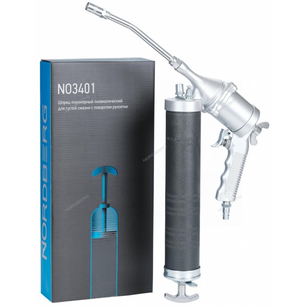 NORDBERG Шприц  плунжерный пневматический  для густой смазки, 400мл, с поворотом рукоятки NO3401