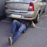 Лежак ремонтный, подкатной, пластиковый, синий OPT-40130B