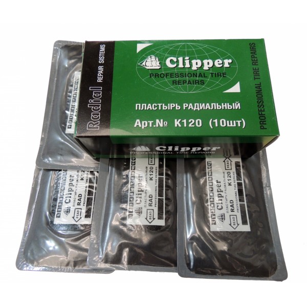 CLIPPER НАБОР ЗАПЛАТ K120 кордовые для боковых порезов 76*125мм (2 слоя корда) (10шт.) CLIPPER K120