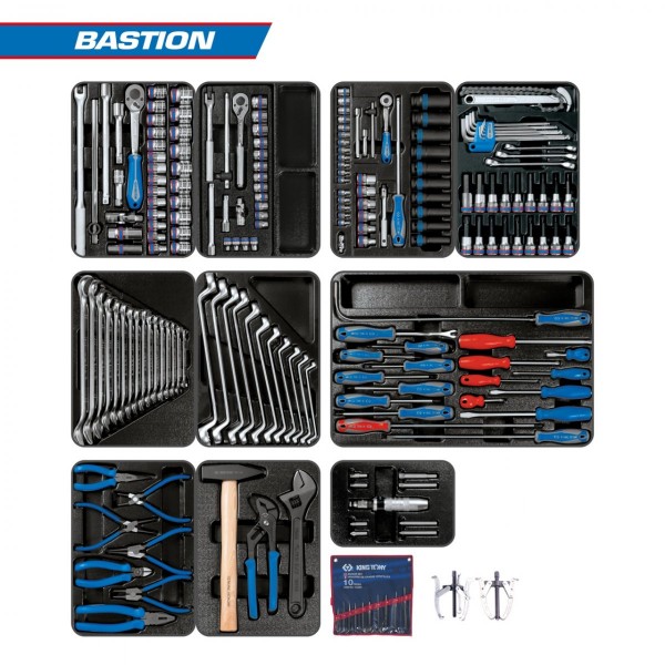 Набор инструментов BASTION для тележки, 10 ложементов, 204 предмета KING TONY 946-100MRD-MT