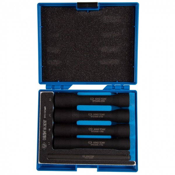 Набор торцевых головок для поврежденных гаек и болтов, 17, 19, 21, 22 мм, 5 предметов KING TONY 9TD165MR