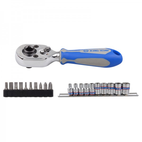 Набор вставок (бит) и головок с трещоткой 1/4, Torx, Hex, PH, 21 предметов KING TONY 2501MR