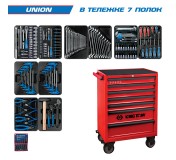 Набор инструментов UNION в красной тележке, 173 предмета KING TONY 934-000MR