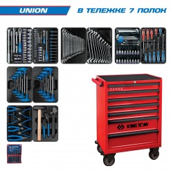 Набор инструментов UNION в красной тележке, 173 предмета KING TONY 934-000MR