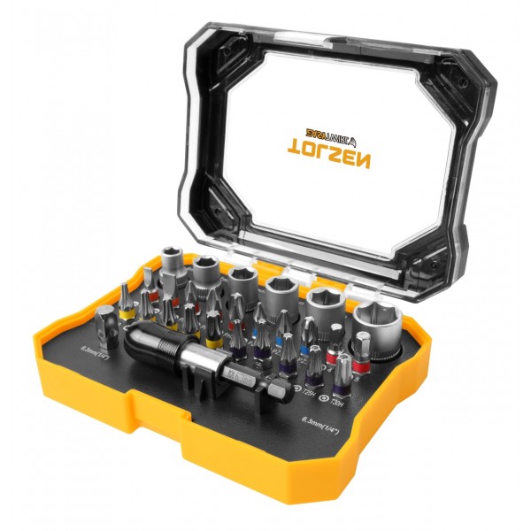 Набор вставок (бит) 1/4, PH, PZ, Hex, Torx, Slotted, TorxTR, 28 предметов TOLSEN TT20376