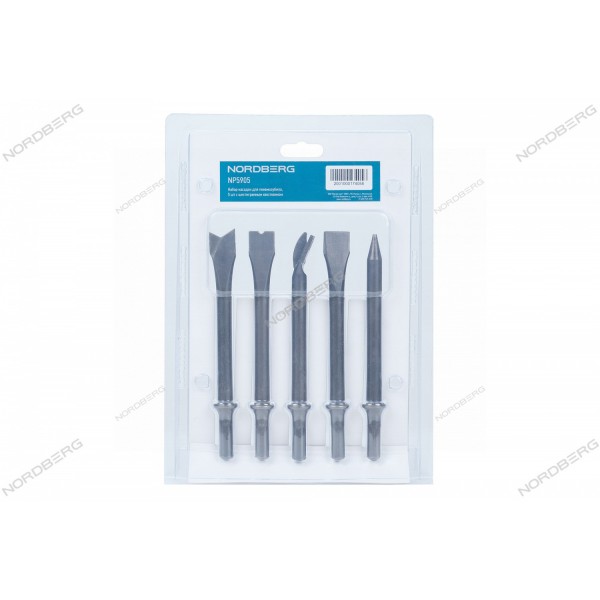 NORDBERG Набор насадок для пневмозубила , 5 шт с шестигранным хвостовиком NP5905