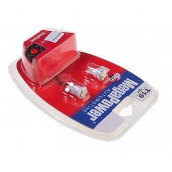 Автолампа T10W (W2,1x9,5d) 6 SMD 3528 WHITE блистер с тестером (2шт) 6000K 108лм   12V MEGAPOWER /1 /25