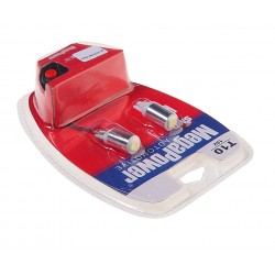 Автолампа T10W (W2,1x9,5d) 1 SMD 5050 WHITE блистер с тестером (2 шт) 6000K 20лм   12V MEGAPOWER /1 /25