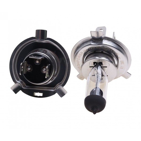 Автолампа H4 (60/55) P43t-38 LONG LIFE (бокс, 2шт) 12V MEGAPOWER /1/10 M-37033021