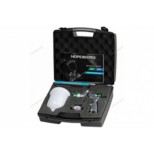 Краскопульт HVLP с верхним бачком, сопло 1,8 мм, пластиковый кейс NORDBERG NP7519