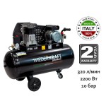 Масляный поршневой компрессор с ременным приводом:320 л/мин, 9 бар; 220 В, ресивер 100 л WDK-91032